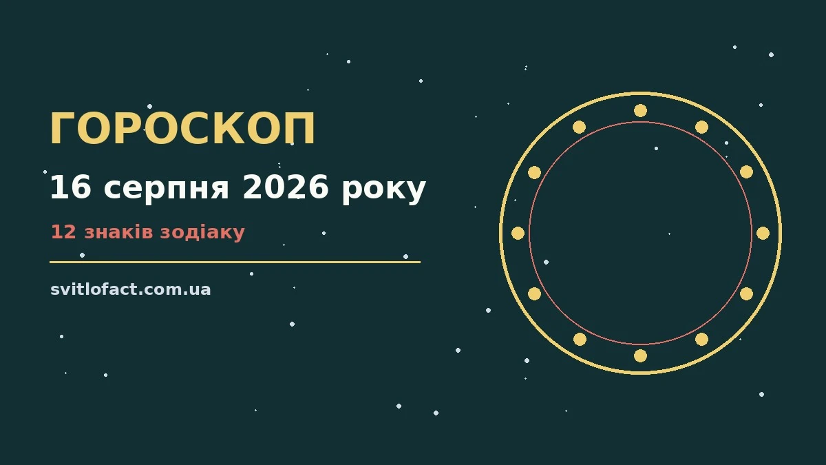 Щоденний гороскоп на 16 серпня 2026 року для дванадцяти знаків Зодіаку