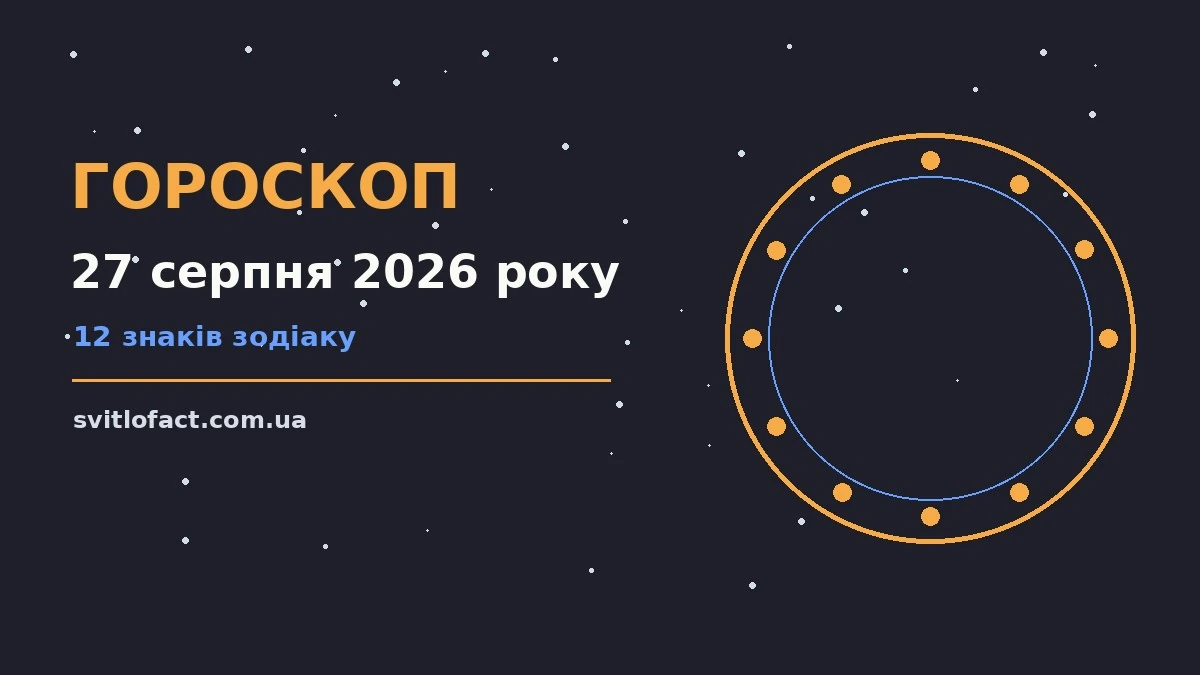 Гороскоп на 27 серпня 2026 року, зодіакальні знаки та символічні орієнтири для роботи, фінансів і стосунків
