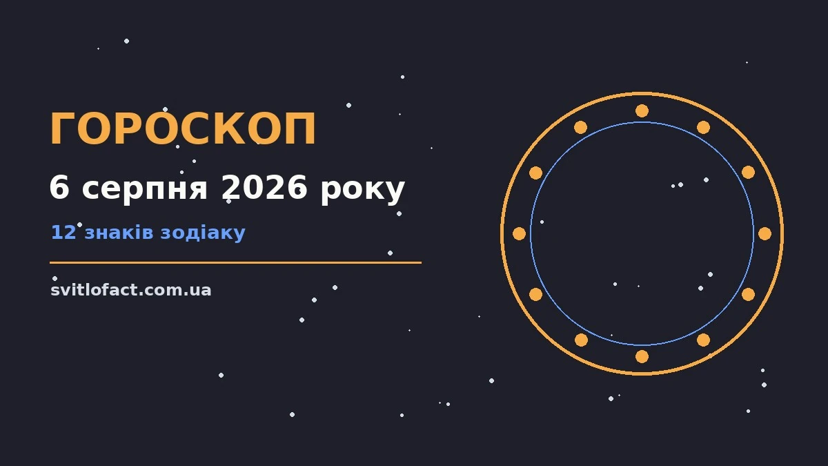 Гороскоп на 6 серпня 2026 року: фінанси, кар'єра та поради для кожного знака Зодіаку