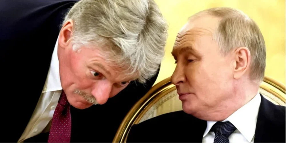 Речник Кремля Дмитро Пєсков під час брифінгу в Москві